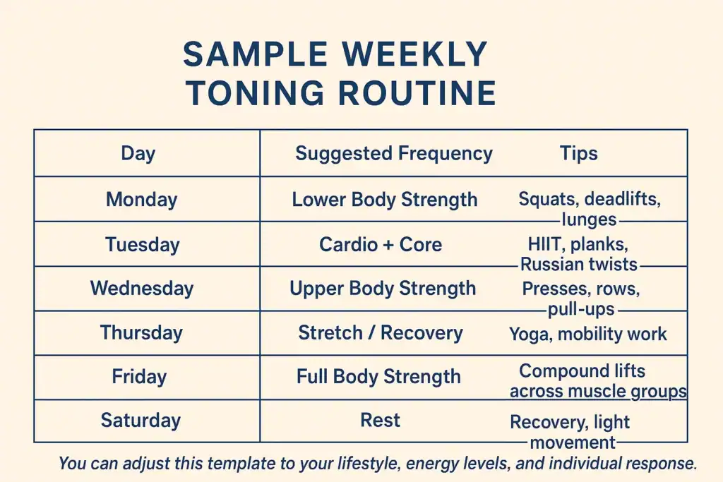 Achieving the Perfect Tone: How Often Should You Exercise for Results? 4 Weekly exercise Midlands plan graphic
