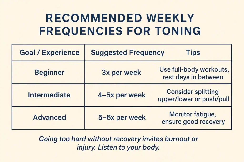 Achieving the Perfect Tone: How Often Should You Exercise for Results? 2 Graphic to show how often you should do exercise to help with toning Midlands